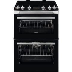 Zanussi ZCV66078XA 60cm Electric Double Oven with Ceramic Hob - Stainless Steel